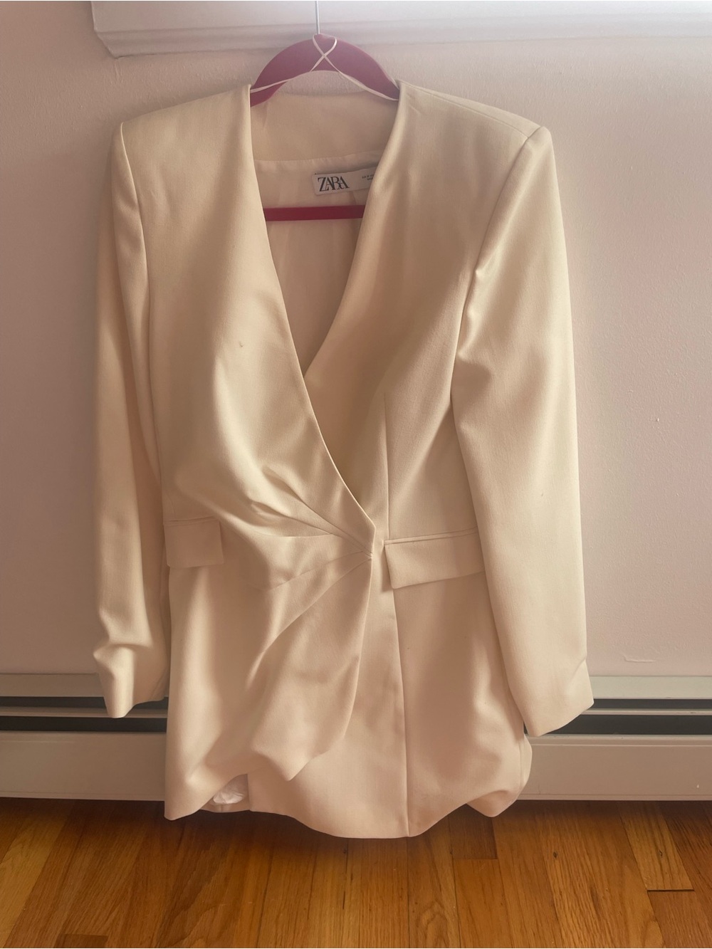 Zara Ivory Wrap-Front Blazer dress